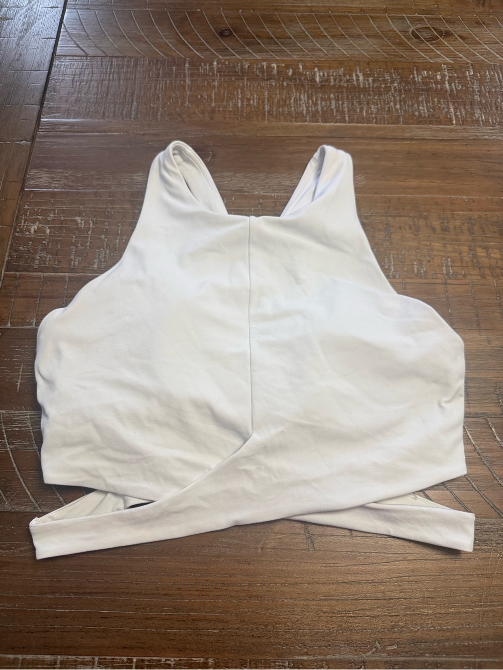 Athleta White Cut-Out Crop Top with Support